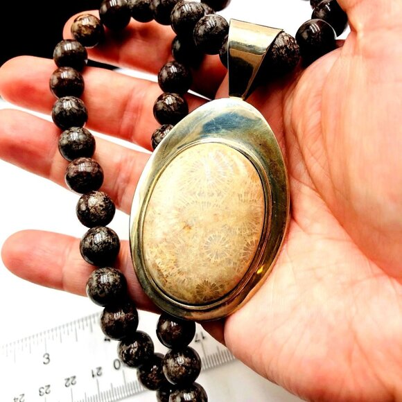 Jay King Mine Finds DTR Natural Fossil Pendant Sterling Silver Necklace - Picture 2 of 3